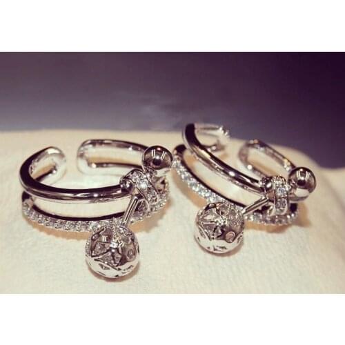 Luxury Silver Color S Engagement Rings For Women Cubic Zirconia Ring For Bridal Wedding Ball-shape Pendant Rings Accessories