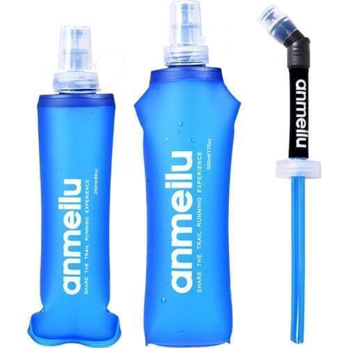 Collapsible Flask Water Bottle TPU Soft Foldable Water Bottles BPA-Free Folding Water Bags For Running Hydration Pack Waist Bag