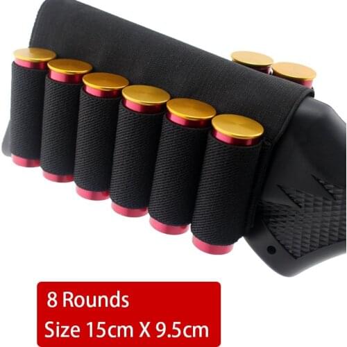 Tactical Buttstock 5/8 Rounds Shotgun Shell Holder Bandolier 12/20 Gauge Ammo Carrier Military Airsoft Rifle Hunting Accessorie