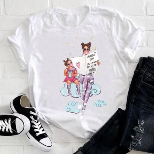 Women Clothing Sweet Girl Daughter Mama Mom Mother Love Printing 90s Summer Clothes Print Tshirt Female Tee Top Graphic T-shirt