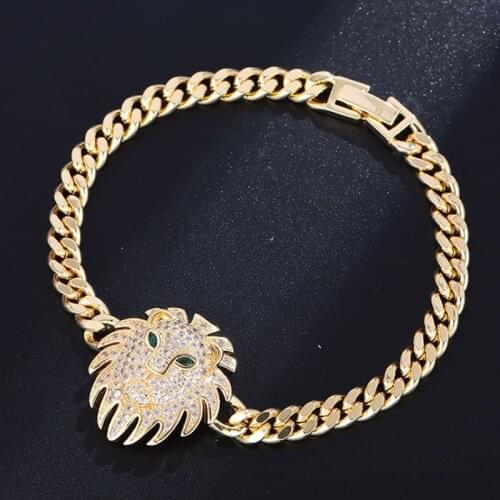 Zlxgirl jewelry luruxy brand lion shape Dubai gold chain bracelet of women bridal jewelry AAA mirco paved zircon bracelet bijoux