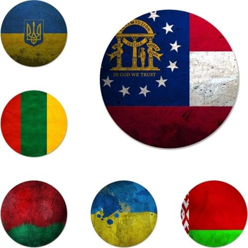 58mm Flag Georgia lithuania belarus Icons Pins Badge Decoration Brooches Metal Badges For Clothes Backpack Decoration