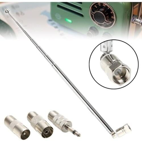 1 Set Telescopic Aerial Antenna 7 Section Extendable DAB FM Radio Receiver F Male With 3 Connectors For Radio TV Remote Supplies