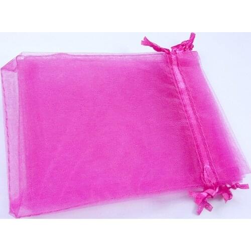 100pcs 10*15 Rose red gift bags for jewelry/wedding/christmas/birthday Organza Bags with handles Packaging Yarn bag