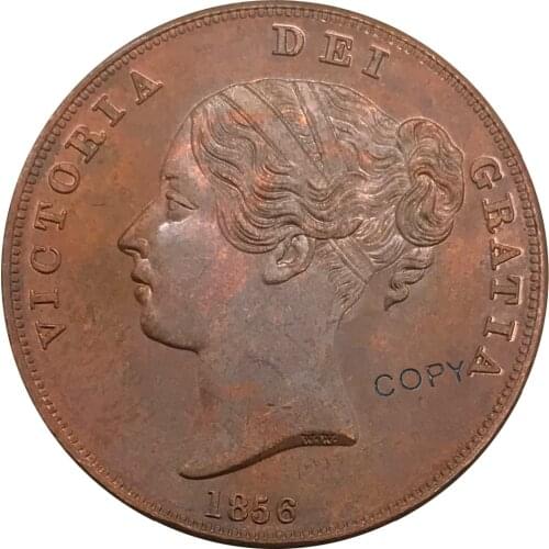 1856 United Kingdom 1 One Penny Victoria 1st portrait Red Copper collectibles Copy Coin