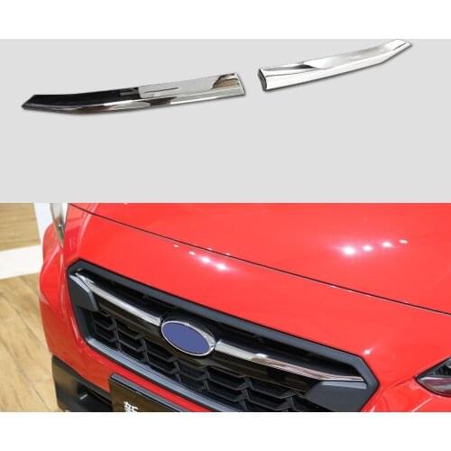 2pcs Chrome ABS Car Front Hood Grill Grille Cover Trim Fit For Subaru XV 2018 Silver Color Car Styling Decorative Accessories