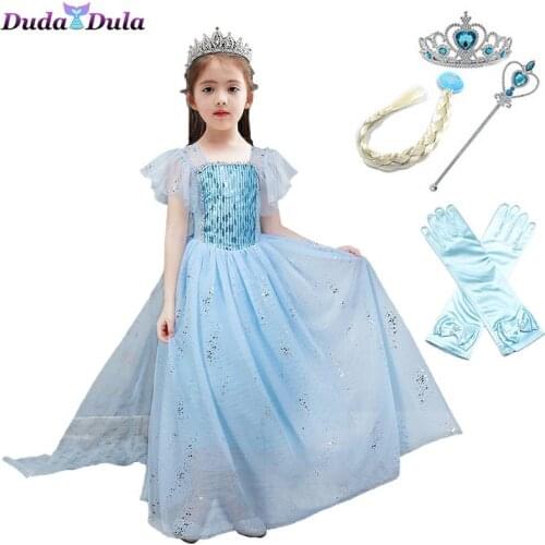 2020 Girls Princess Dress Costumes Snow Queen Cosplay Dresses Clothes Children Halloween Christmas Party Dress Vestidos