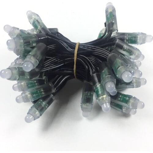 50pcs DC5V/DC12V Black wire WS2811 IC 12mmRGB Led Module String Super bright LED Pixel Light Digital Full Color Waterproof IP68