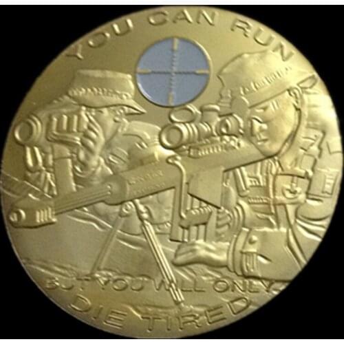 50 pcs The sniper American Miliatry soldier theme coins gold plated badge 40 mm souvenir collectible decoration coin