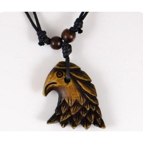 American Bald Eagle Hawk Falcon Resin Pendant Necklaces Amulet Lucky Gift Cool Tribal Totem Fashion Jewelry