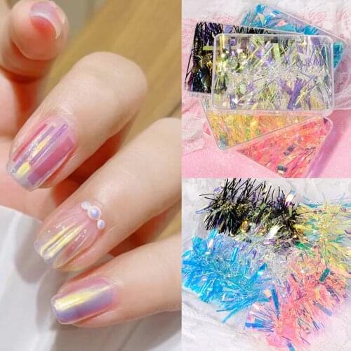 Aurora Broken Glass Foils Nail Stickers 5 Colors Laser Cellophane Nails Art Decoration Mirror Glitter Decal DIY Transfer Paper