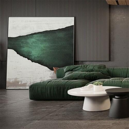 Pure Hand-Painted Large Oil Painting Thick Texture Abstract Hanging Wall Art Dark Green Porch Decorative Murals Picture For Livi