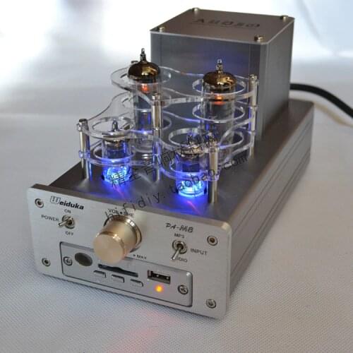 DIY M8 (6J1 * 2) 10W * 2 Tube Amplifier USB/MP3/SD Remote Control Desktop Amplifier