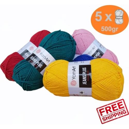 Yarnart Jeans PLUS Yarn 5x100gr-160mt %55 Cotton Amigurumi Cardigan Sweater Shawl Blouse Home Textile Crochet Knitting