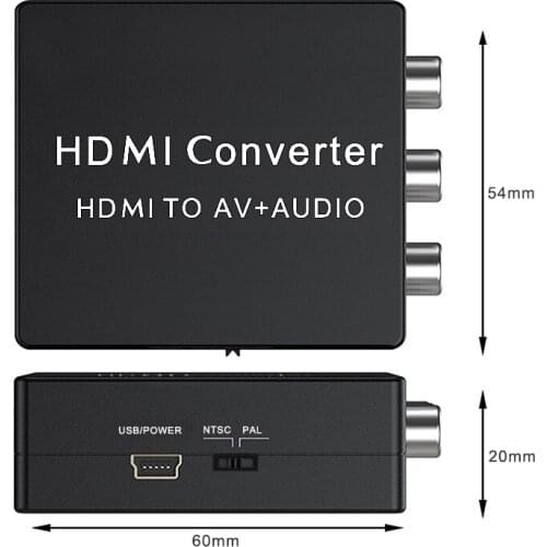 HDMI to AV + Audio Converter Support SPDIF and Coaxial Audio Outputs NTSC PAL for TV/PC/PS3/Blue-ray DVD 1080p