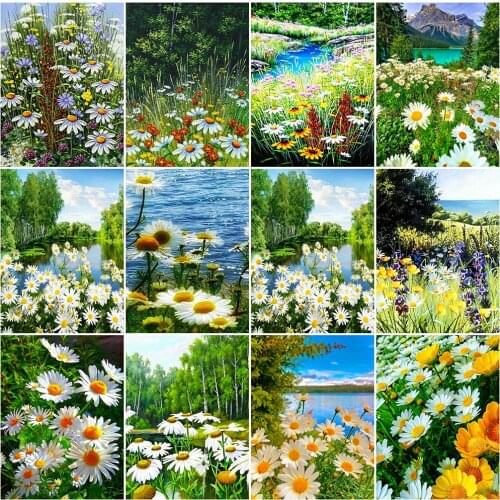 MomoArt Daisy Diamond Painting Kits New Arrival 5D Diamond Embroidery Flowers Full Square Mosaic Cross Stitch Handmade Gift