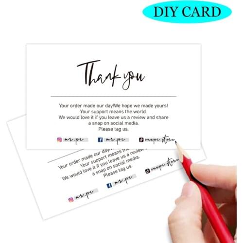 10-30Pcs/pack White Thank You Card DIY English Cards For Supporting my Small Business packaging supplies Gift Decor card paper