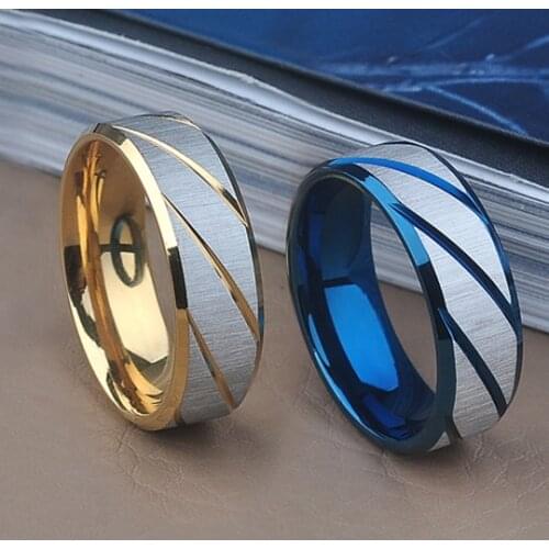 Black Blue Gold Twill Ring Titanium Band Brushed Wedding Stainless Steel Solid Ring Men Women 316L Stainless Steel Rings
