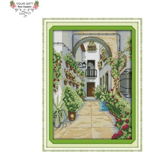 Joy Sunday F843 Free Shipping 14CT 11CT Counted and Stamped The Doorway Needlepoints Embroidery DIY Cross Stitch Kits
