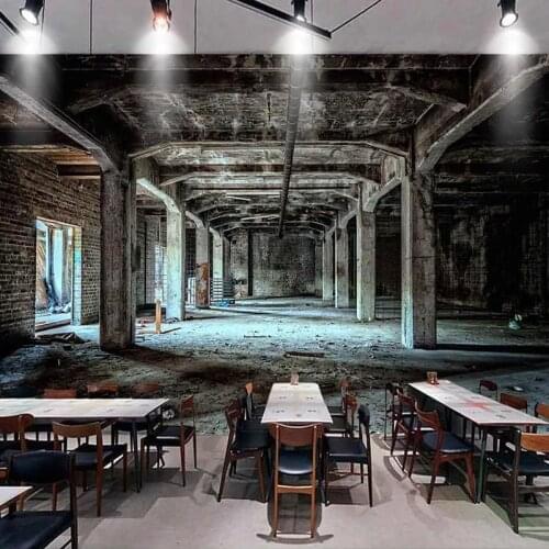 Custom Mural Wallpaper Retro Nostalgic Industrial Wind 3D Space Graffiti Art Wall Painting Restaurant Cafe Bar Background Decor