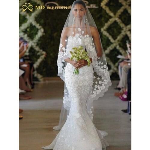 3M 2019 New 3Meters One Layer Lace Tulle Long Wedding Veil Ivory 3M New White Bridal Veil Velos De Novia