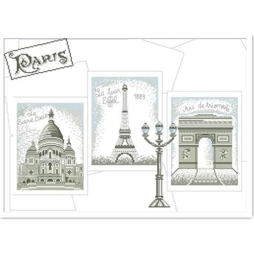 Paris postcard cross stitch package simple tower city 18ct 14ct 11ct cloth cotton thread embroidery DIY handmade needlework