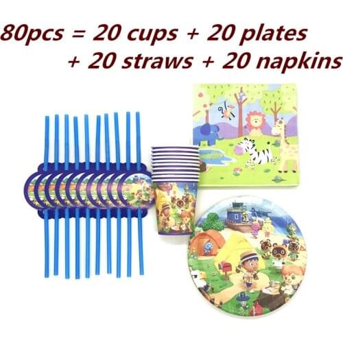 Animal Crossing: New Horizons Game Kids Party Decorations Paper Cups Napkins Plates Straws Baby Shower Birthday Party Supplies