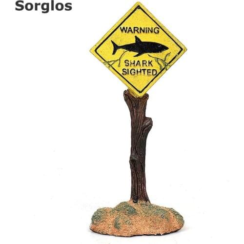 Resin Shark Warning Board Skull Warning Sign Sunken Rock Artificial Fish Tank Aquarium Decoration Ornament Crafts Home Decor
