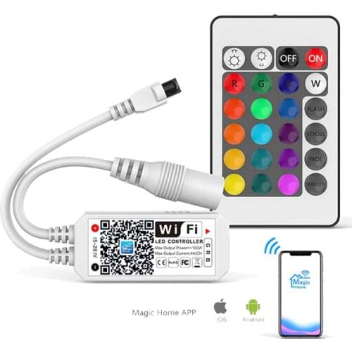 RGB Wifi Controller 24 Keys 4P WiFi Led Strip Music Controller Magic Home 5V 12V 24v Google Assistant Alexa