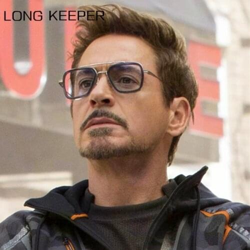 Luxury Fashion Tony Stark Iron Man 3 Sunglasses Men Square Brand Design Pilot Sun Glasses Oculos Retro Male UV400 Driving Goggle
