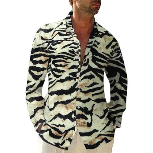 2021 Fashoin Mens Shirts Summer Ethnic Printed Lapels Blusas Comfy Holiday Long Sleeve Cardigan Streetwear Buttons Up Kimono