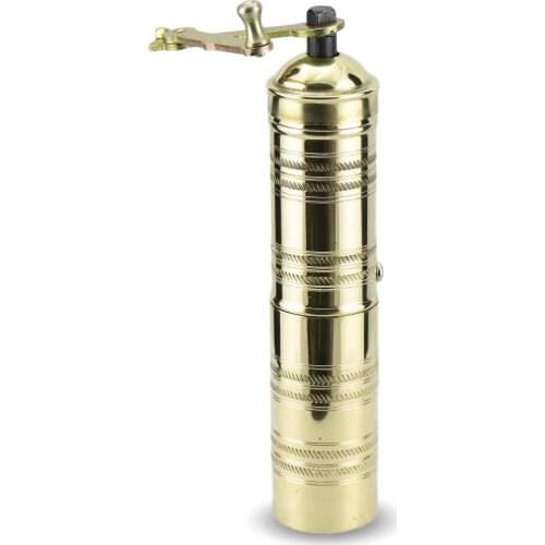 Morya Manual Coffee Grinder For French Embossing Machine Hand Held Mini K Cup Brushed Brass Alloy Portable Conical 20 Cm