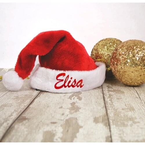 New Personalized Christmas Santa Hat, Monogrammed Plush Hat, New Year Party Hat, Custom Name Merry Xmas Party Gifts Santa Hats