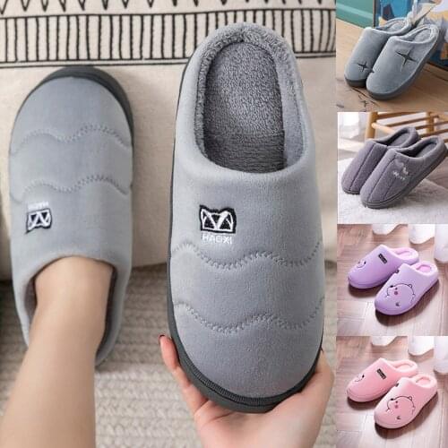 Unisex Autumn Winter Cotton Slippers Men Indoor Non-slip Soft Plush Shoes Warm Multi-Style House Slipper Bedroom Women Slides