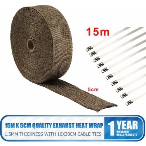 Titanium Exhaust Manifold Downpipe Heat Wrap Cable Ties Pipe Tape Automobile Motorcycle Exhaust Pipe Insulation Cloth