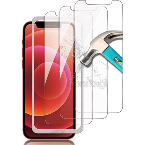 [3PCS] Clear Tempered Glass For iphone 12 Mini Pro Max XR X 6 6s Plus XS 11 Pro Max 7 8 HD Glass Protector Film