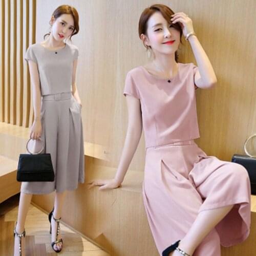 2021 New Womens Clothing Tops Shorts 2 Piece Sets Summer Of Korean Fashion Wide Leg Skirt Pants Chiffon Temperament Office Suit
