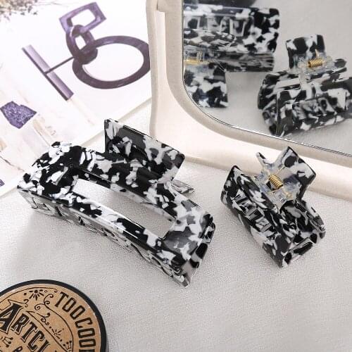 Milk Cow Color Geometric Acetate Hair Claws Size Square Hair Crabs Clip Leopard Grain Hair Clamps For Women Hair Accessories