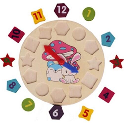 1Set Shape Of Wooden Clock Color The Clock Building Blocks Toys For Children Education Toys Toy Digital Geometry Clock