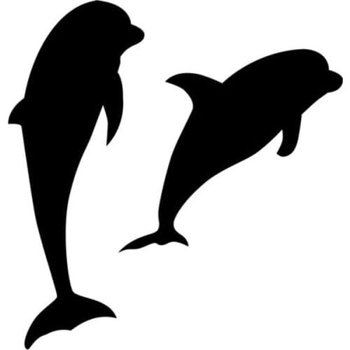 14.4*15CM Double Dolphin Vinyl Car Stickers Cute Cartoon Fish Window Decorative Decal Car Accessories C6-0653