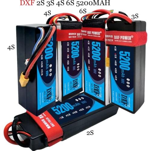 DXF Lipo 4S Battery 14.8V 5200mah 80C/160C T Deans XT60 EC5 XT90 XT150 HardCase For 1/10 1/8 Buggy Car Airplanes Boats RCPart