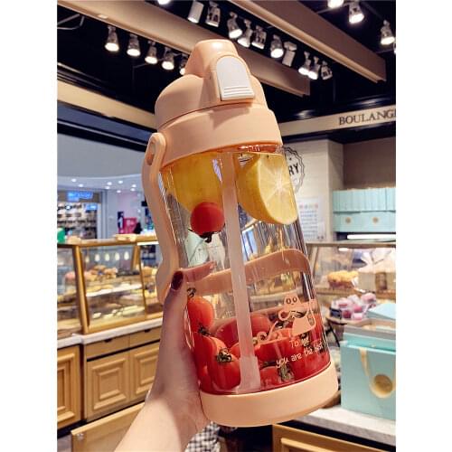 2000ml 2L Big Capacity Plastic Portable Water Bottles for Girls Drinking Plain BPA Free Tea Mug Deer Outdoor Sport Camping Gym