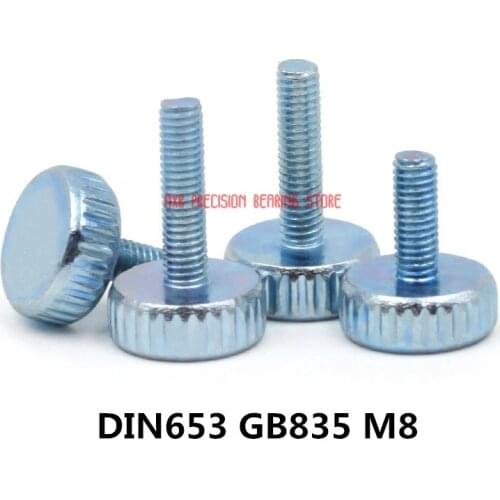 2019 5pcs Din653 Gb835 M8*(10/12/16/20/25/30/35/40/45/50)mm Knurling Flat Head Knurled Thumb Screw Hand Tighten Computer Screws