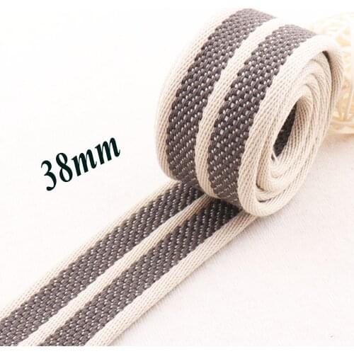 38mm Gray Striped Webbing purse strap,Ribbon Khaki Edge Bag Purse Straps Totes Belts Tape Bag Handle webbing for handles1 1/2"
