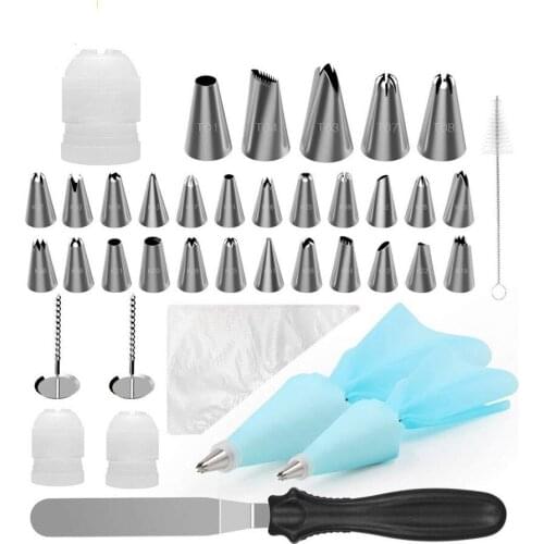 48pcs/set Dessert Decorators Silicone Icing Piping Cream Pastry Bag Stainless Steel Nozzle Set DIY Cake Decorating Tips