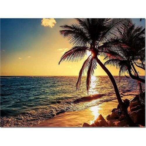 5D DIY Diamond Painting Landscape Coconut Tree Cross Stitch Patterns Diamond Painting kits for Embroidery with Beads