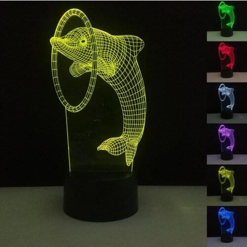 7 Colors Dolphin Glow in the Dark Toys 3D Illusion Optical Illusion USB Touch Switch Bedroom Art Deco Kid Festival For Man Women