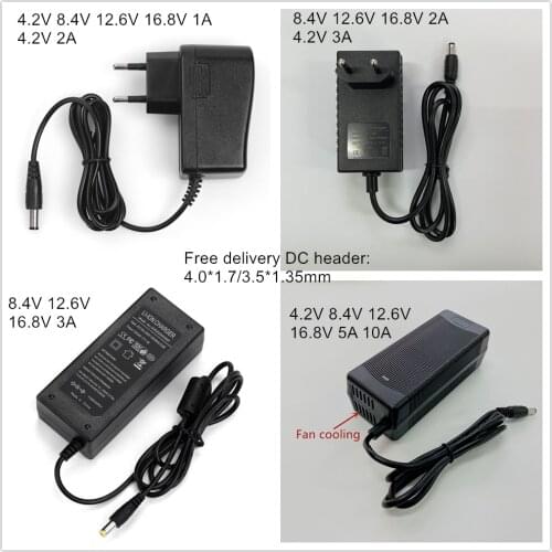 AC 100-240V DC 4.2V 8.4V 12.6V 16.8V 1A Charger Power supply Adapter 4.2 8.4 12.6 16.8 V 1000MA for 18650 Lithium Li-ion Battery