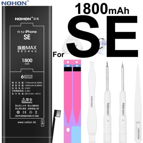 Nohon Battery For iPhone SE iPhoneSE 5SE 1700mAh-1800mAh High Capacity Li-polymer Bateria For Apple iPhone SE Batteries + Tools