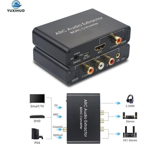 ARC Audio Adapter HDMI-compatible Audio Extractor Digital to Analog Converter DAC SPDIF Coaxial RCA 3.5mm Jack Output AY80-PRO